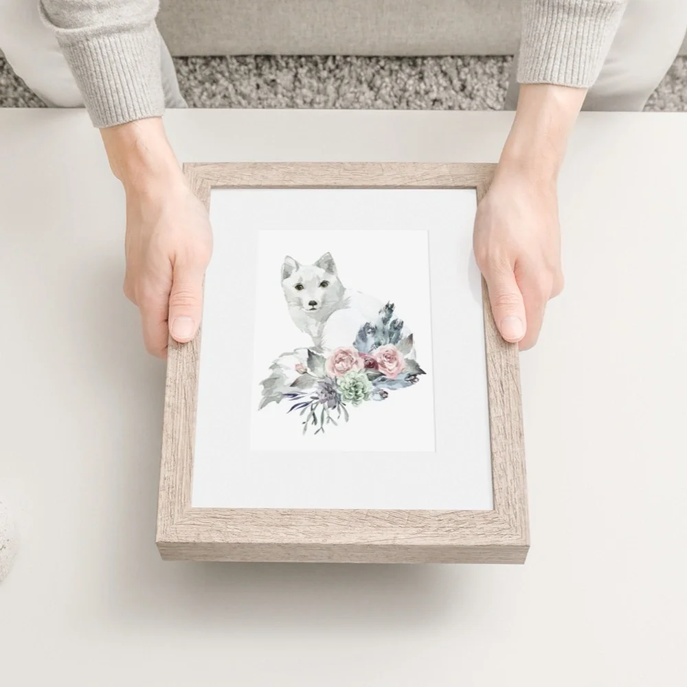 Arctic Fox Watercolor Wall Art Print Poster Illustration Unframed - Picture 7 of 9